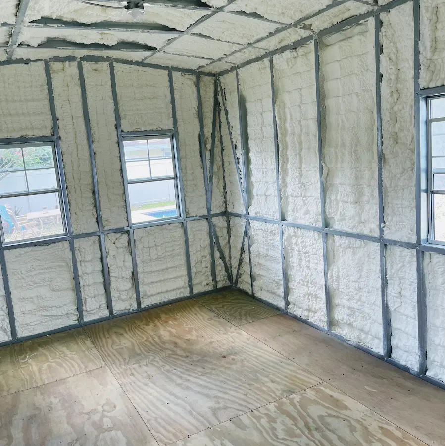 Closed-cell spray foam insulation applied to wall cavities in a residential project in Nevada